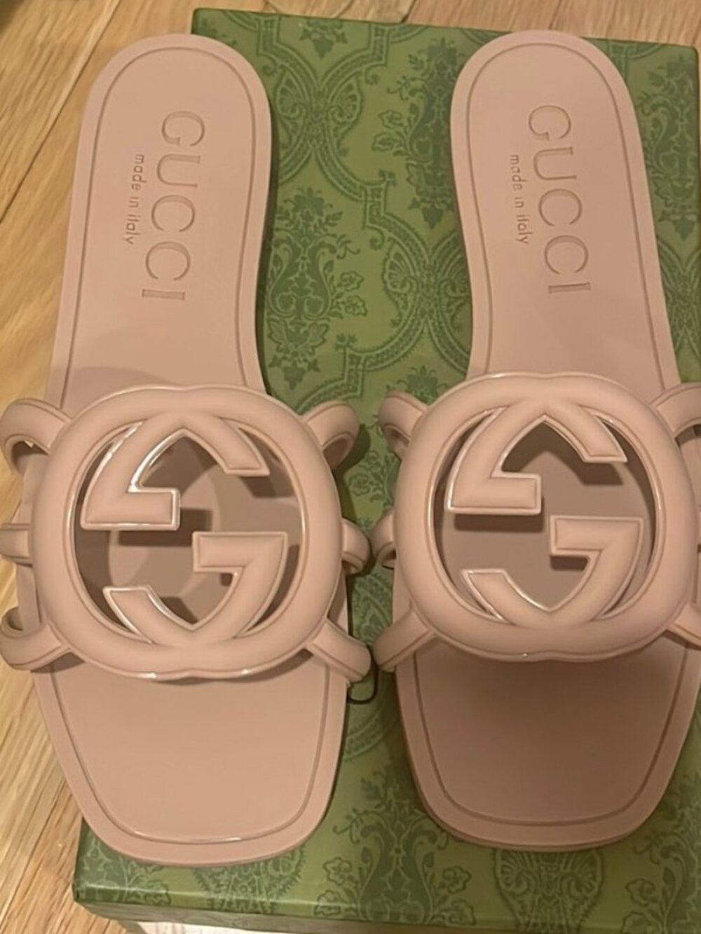 Gucci Light Beige Interlocking G Slide Sandal